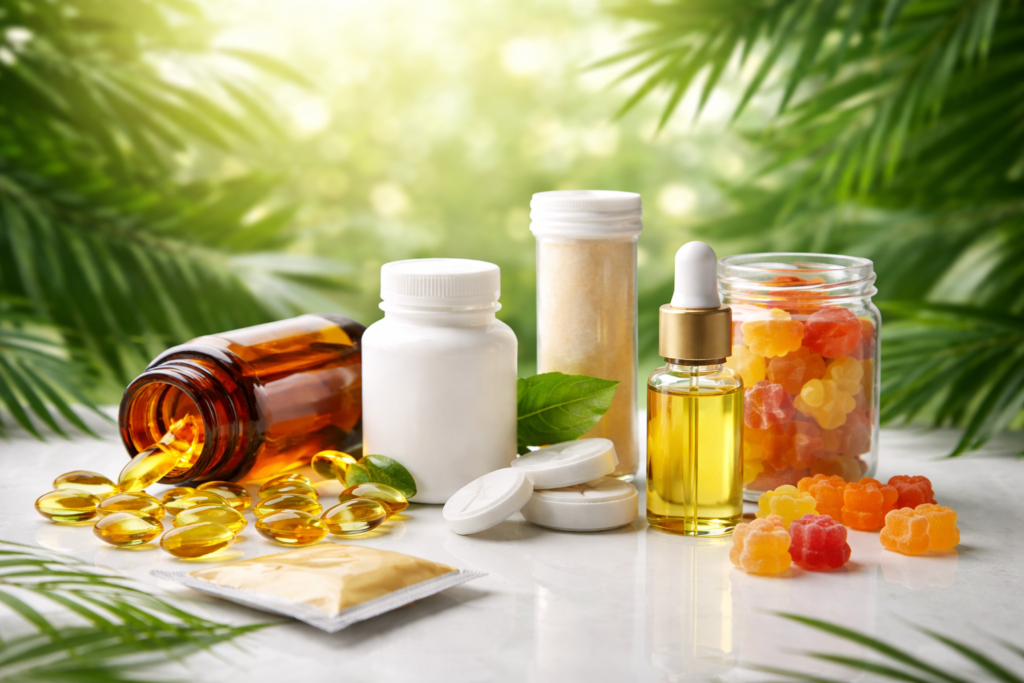 Vitamin D3 supplement collection outdoors