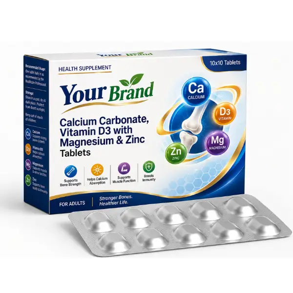 Calcium Carbonate, Vitamin D3, with Magnesium & Zinc Tablets